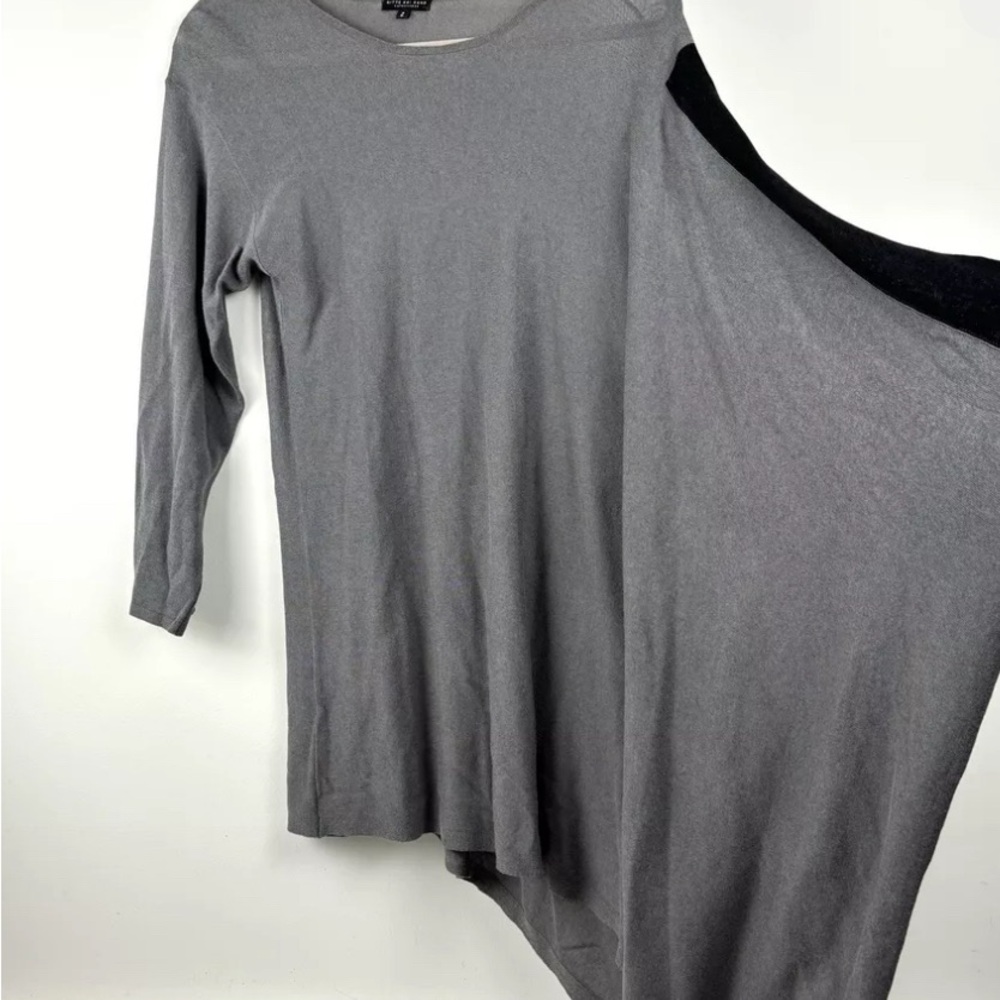 BITTE KAI RAND Asymmetric Knit Sweater Top M / L 2 - Grey w/Black Sleeve Detail - Picture 5 of 12